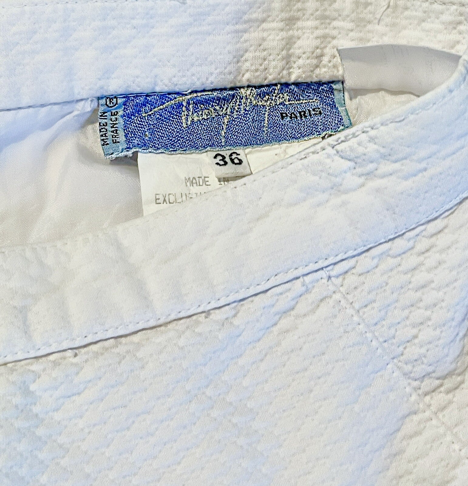 Thierry Mugler Couture White Cotton Piqué Fitted Skirt XS 1990s Vintage