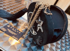 DAFNE Italy New Rare Star Round Clutch W/chain Quilted Suede Crystal Embellished