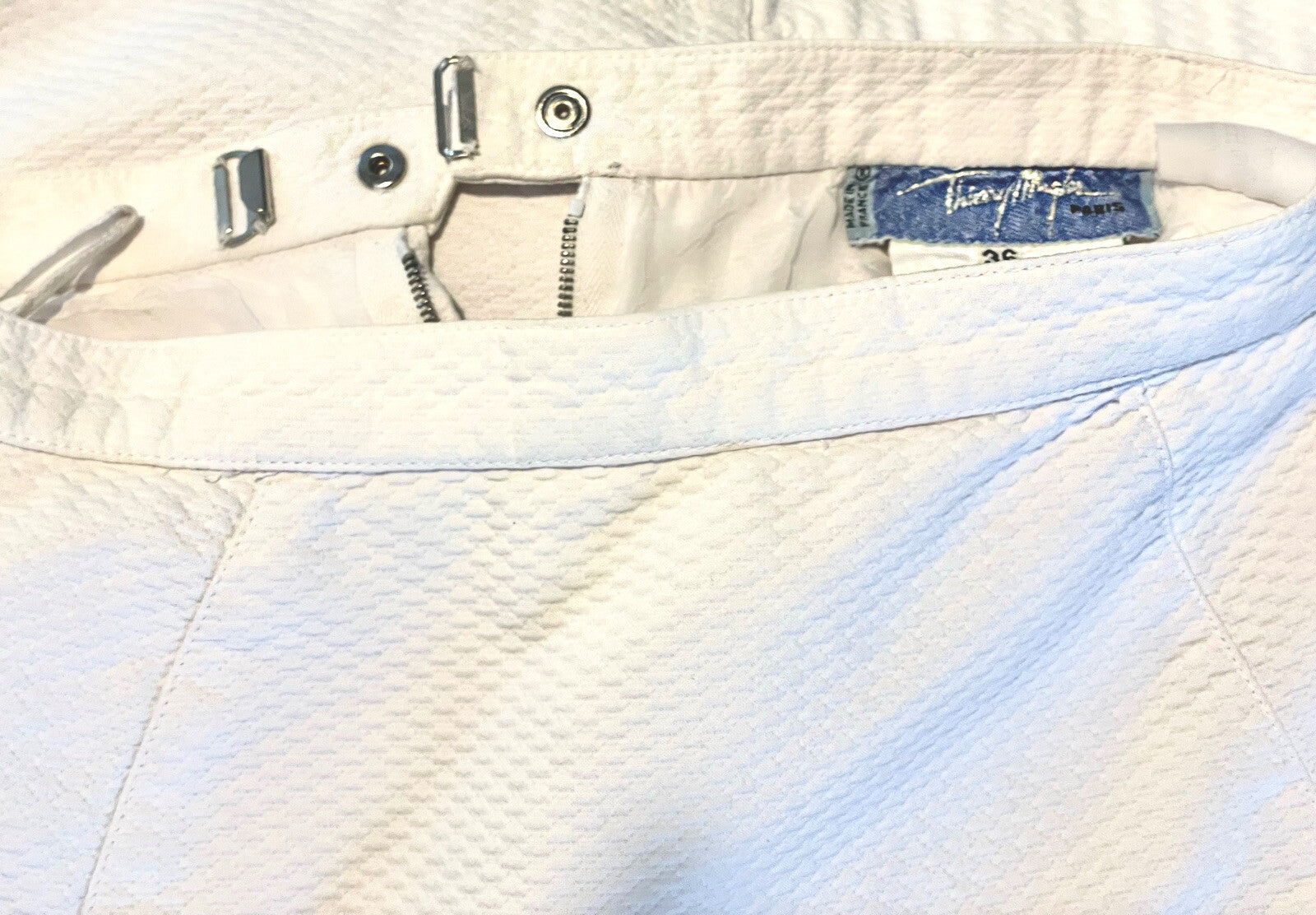 Thierry Mugler Couture White Cotton Piqué Fitted Skirt XS 1990s Vintage
