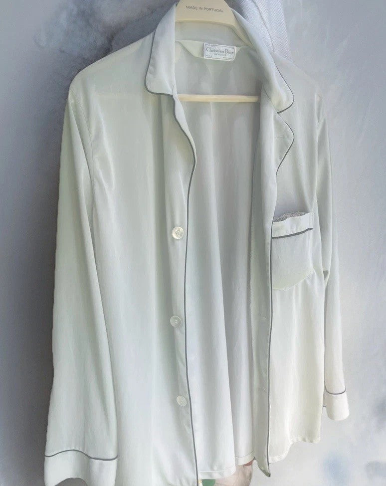 Vintage Christian Dior Monsieur SZ M Unisex Pale Blue /off White Classic Shirt
