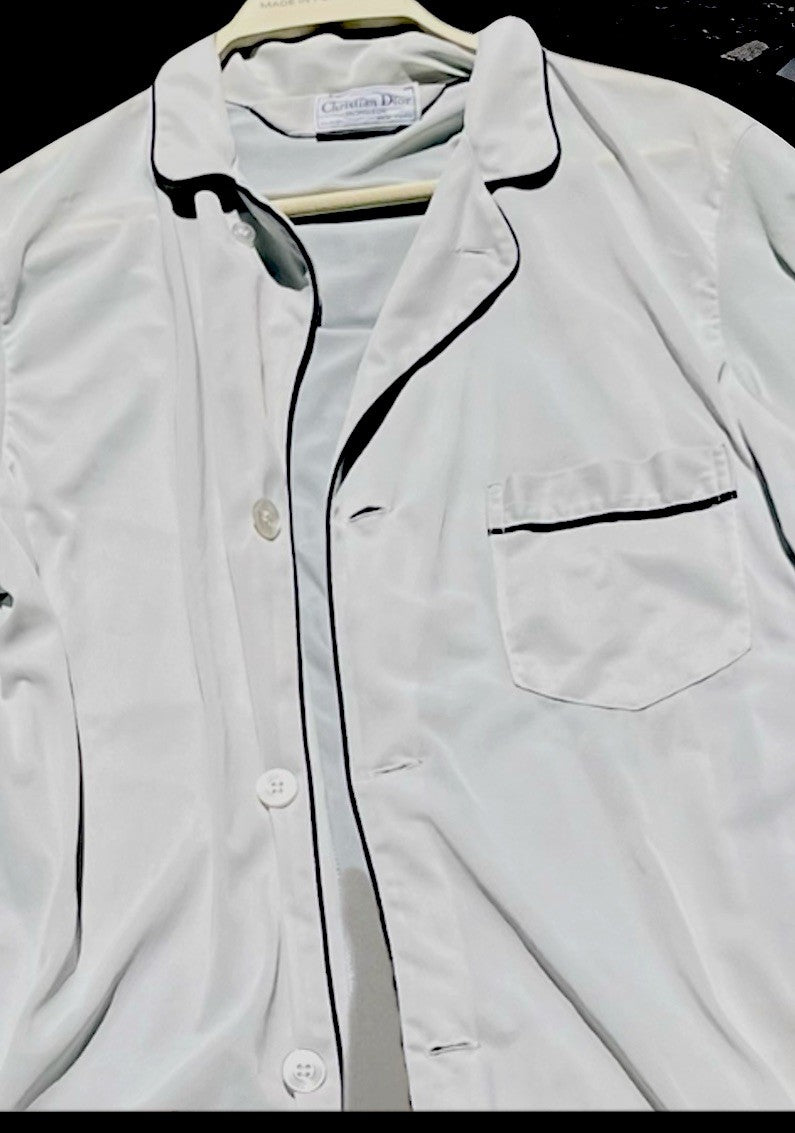 Vintage Christian Dior Monsieur SZ M Unisex Pale Blue /off White Classic Shirt
